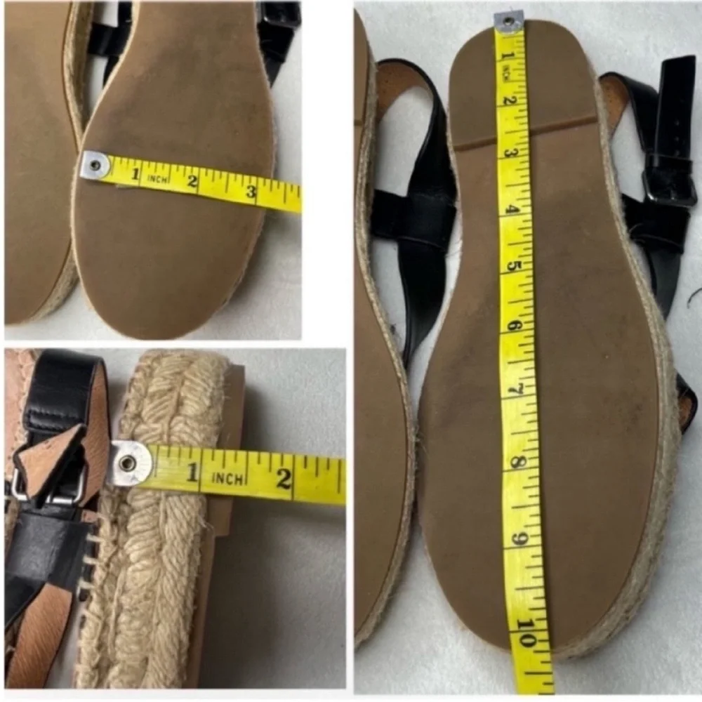 Madewell Malia Black Leather Cross-Strap Espadrille Platform Sandal Size 8.5